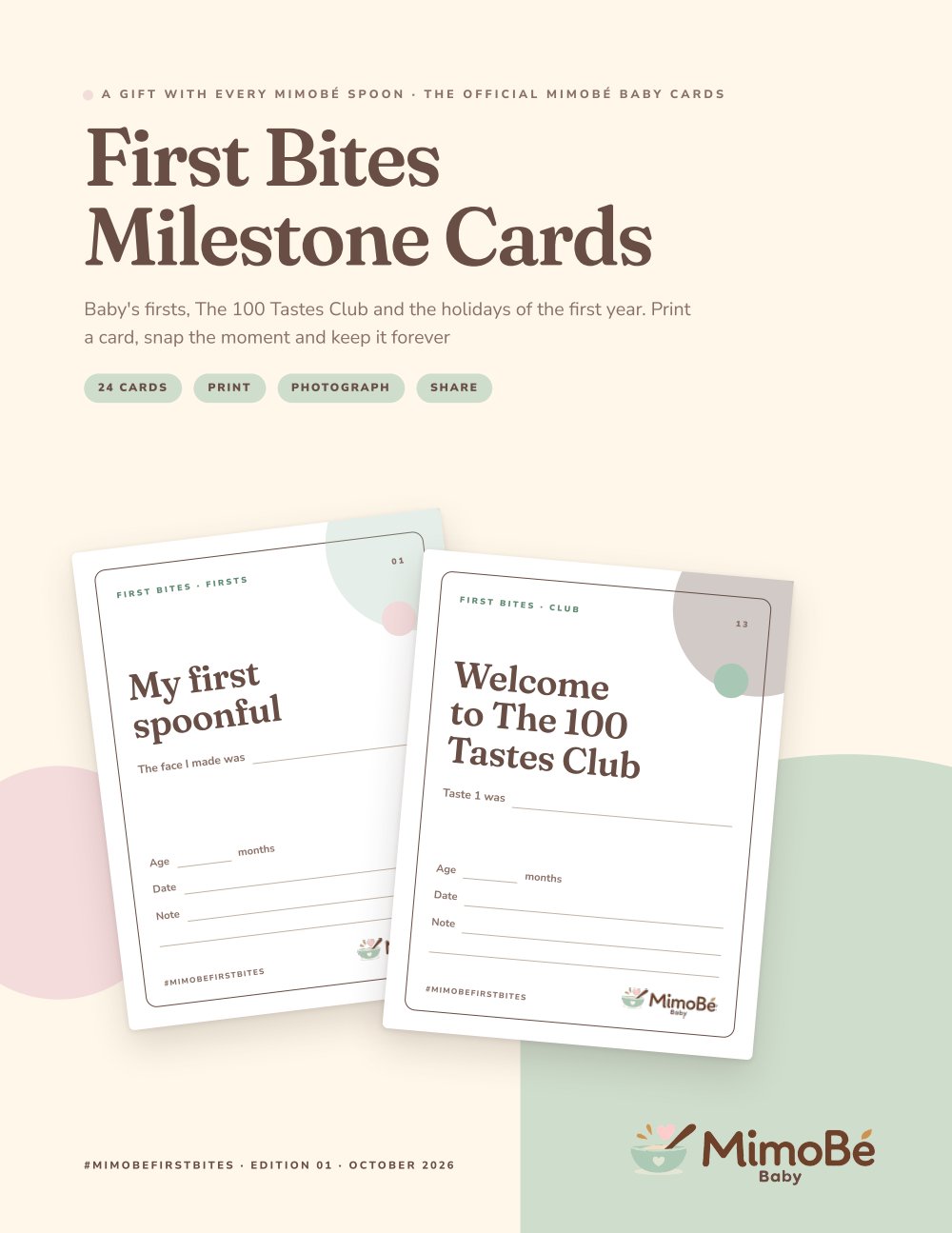 Page 1 of 5 from First Bites Milestone Cards
