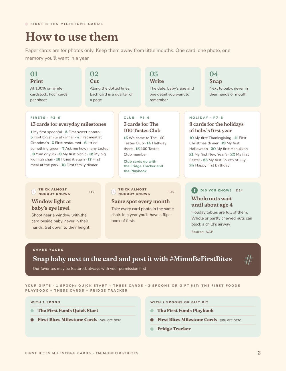 Page 2 of 5 from First Bites Milestone Cards