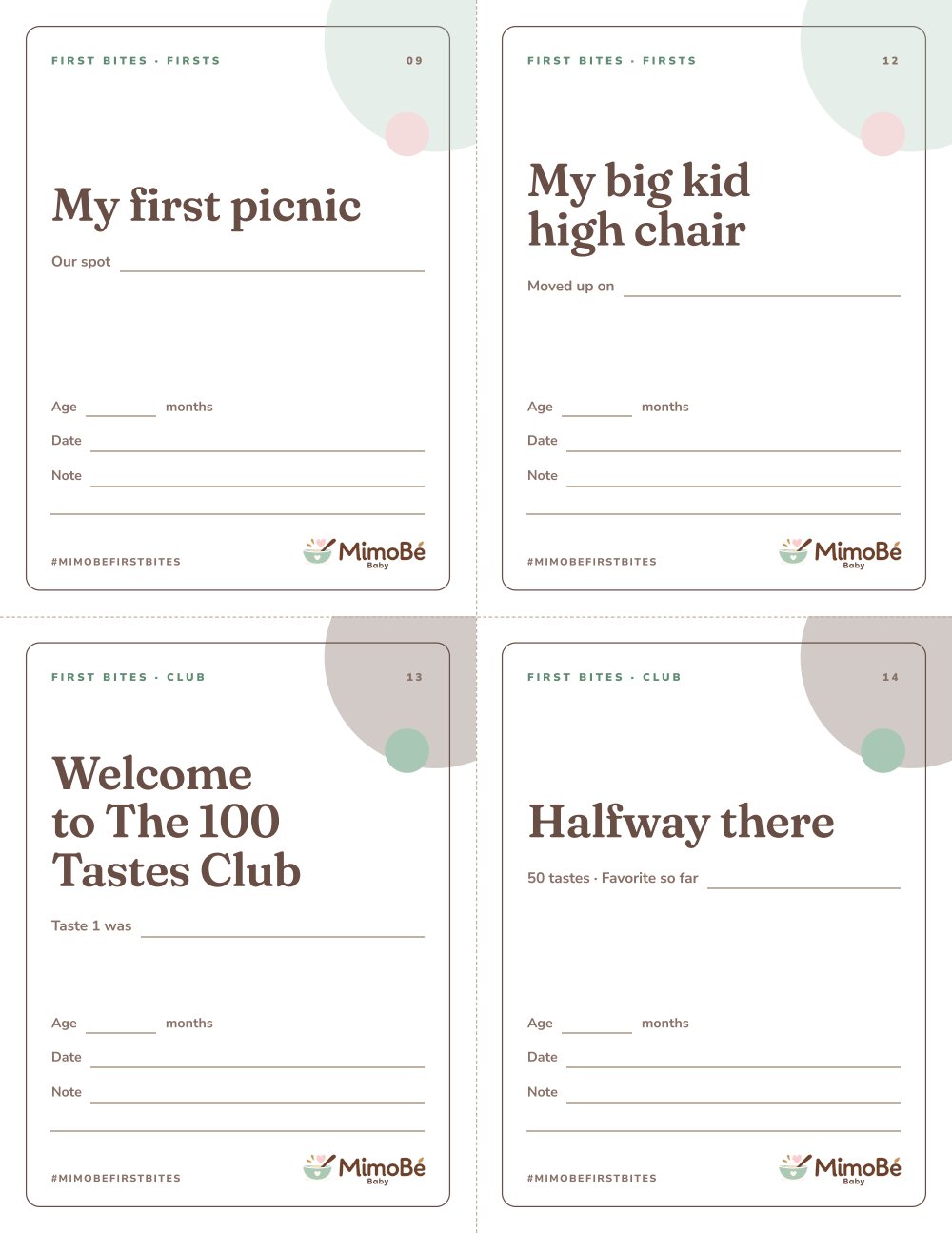 Page 4 of 5 from First Bites Milestone Cards