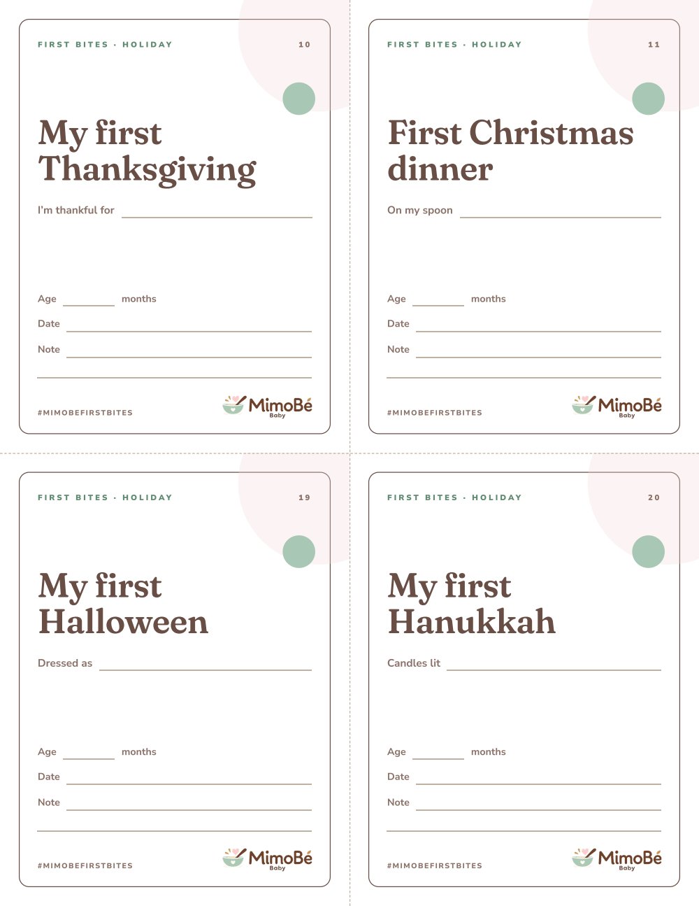 Page 5 of 5 from First Bites Milestone Cards