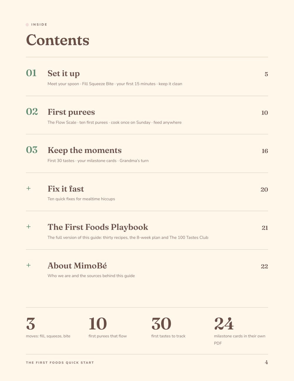 Page 2 of 8 from The First Foods Quick Start